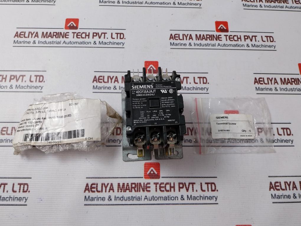 Siemens 42Cf35Ajajt 3 Pole Contactor Hn-53Cd-024