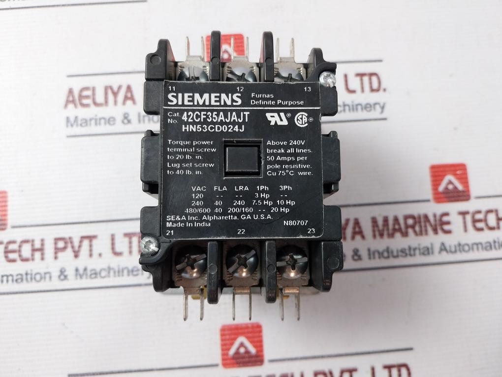 Siemens 42Cf35Ajajt 3 Pole Contactor Hn-53Cd-024