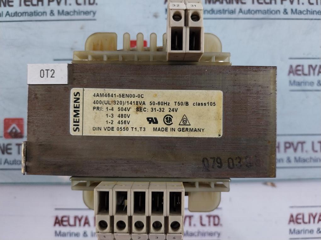 Siemens 4Am4641-5En00-0C Single Phase Transformer 50-60Hz