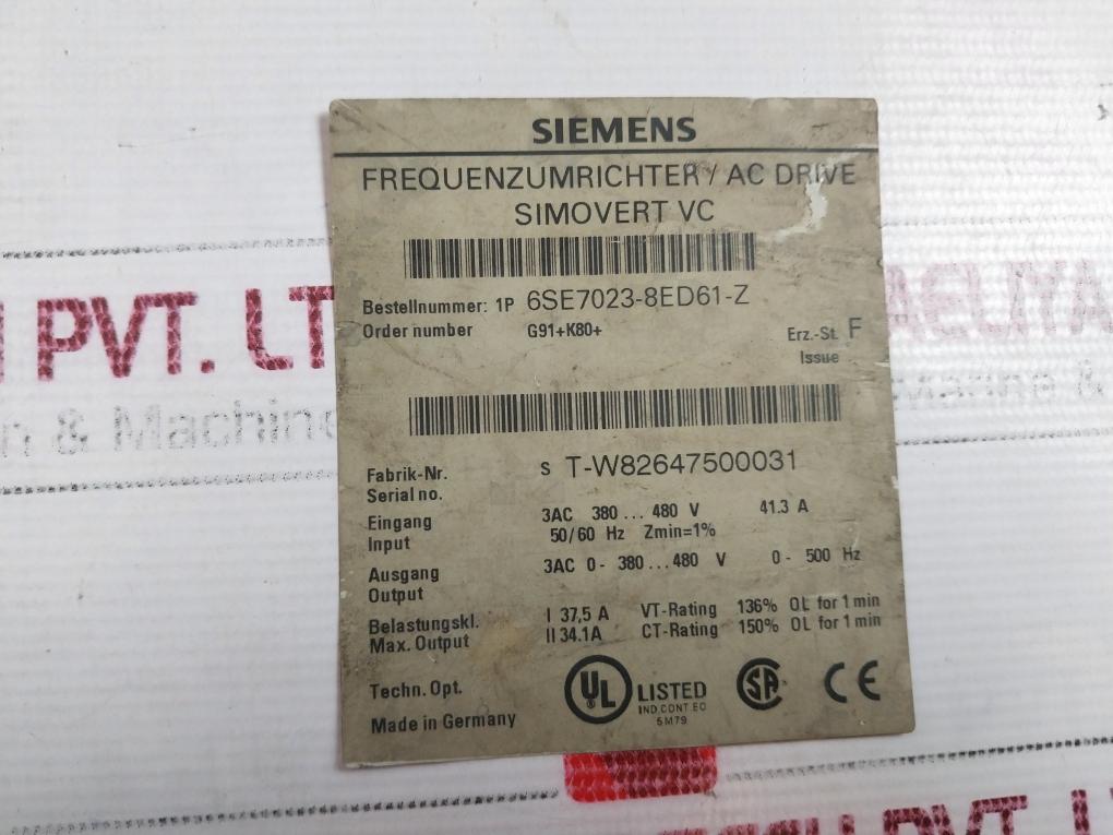 Siemens 4Am8695-0Ua40-0Nn2 Single Phase Power Transformer Ta 633834/E 230V/41A