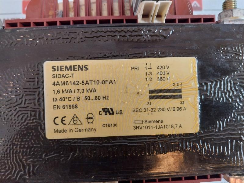 Siemens 4am6142-5at10-0fa1 Sitas Transformer 1 Phase Sidac-t 1.6 Kva/7.3 Kva