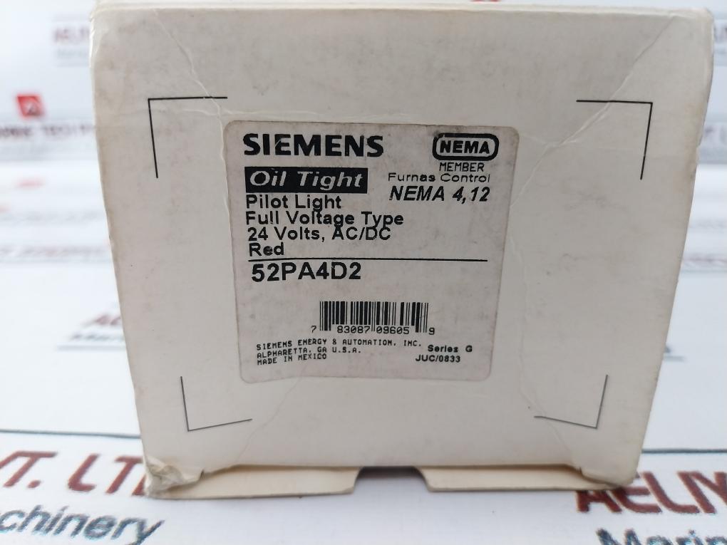 Siemens 52Pa4D2 Red Plastic Lens Illuminated Pilot Light 24 Ac-dc