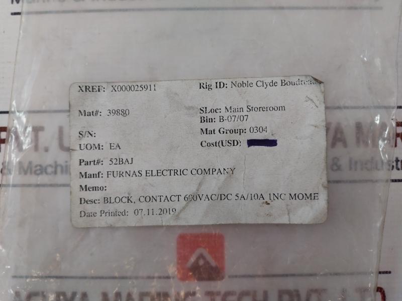 Siemens 52baj Actuator/indicator Component Contact Block 660 V