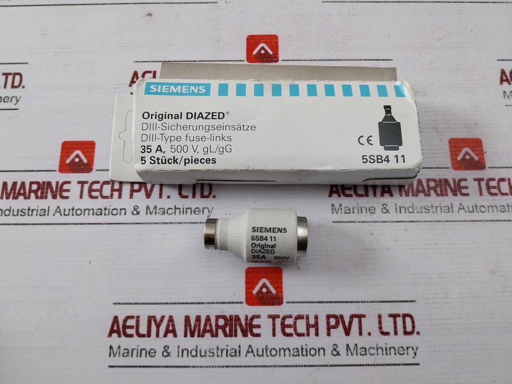 Lot of 5x SIEMENS 5SB4 11 Diazed Fuse GL/GG 35A 500V
