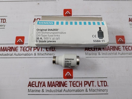 Lot of 5X SIEMENS 5SB4 11 Diazed Fuse GL/GG 35A 500V
