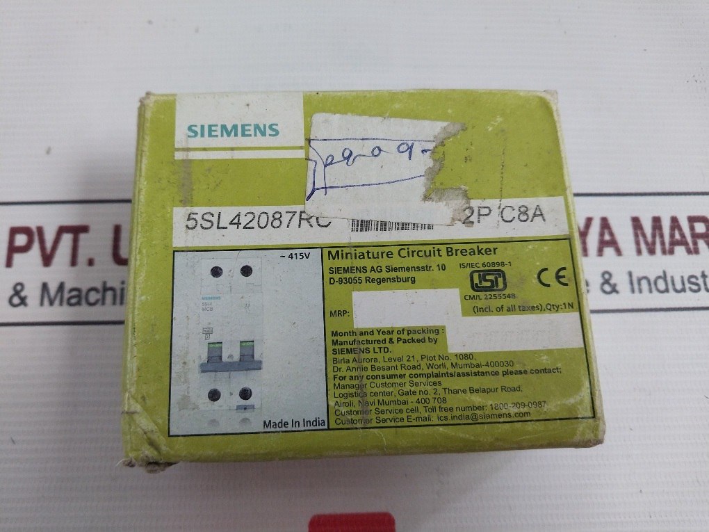 Siemens 5Sl42087Rc Miniature Circuit Breaker 2C08A Pz2 415V Iec60898-1