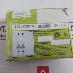 Siemens 5Sl42087Rc Miniature Circuit Breaker 2P C8A 2C08A Is/Iec60898-1