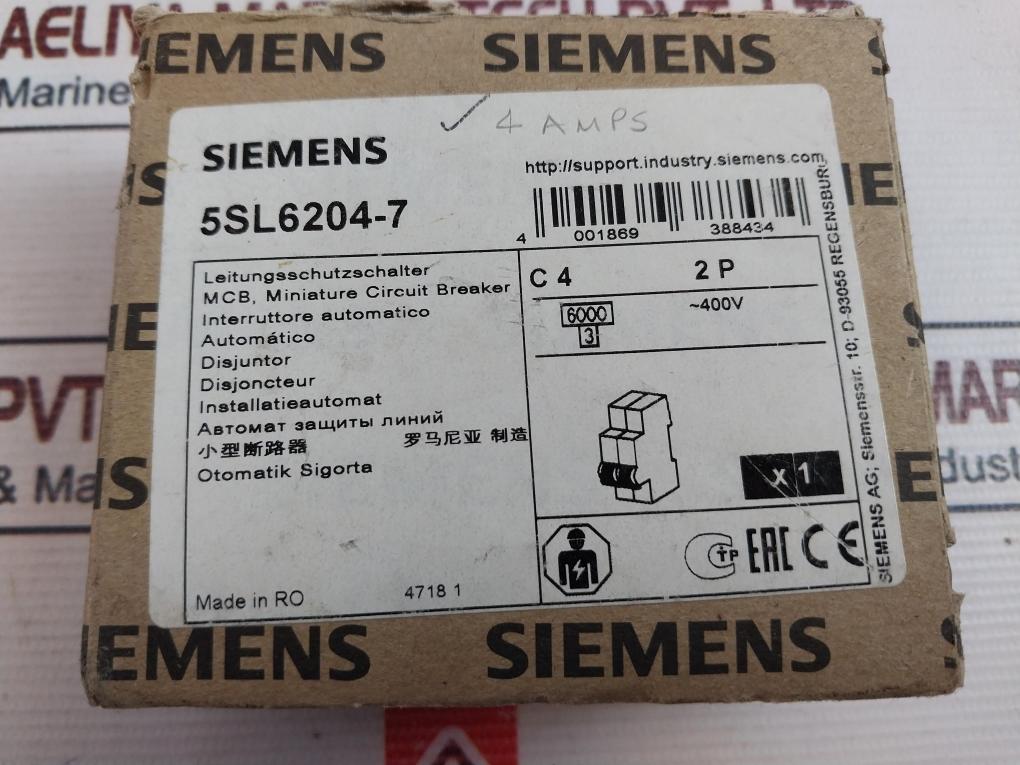 Siemens 5Sl6204-7 Mcb Miniature Circuit Breaker