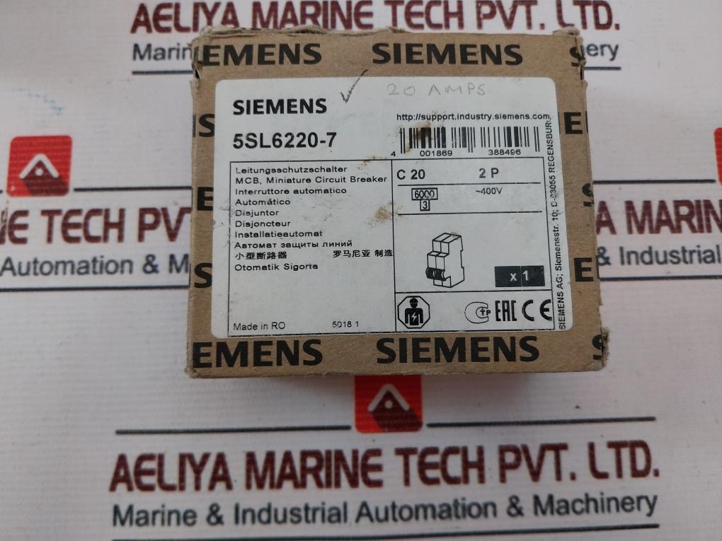 Siemens 5Sl6220-7 Miniature Circuit Breaker 400V