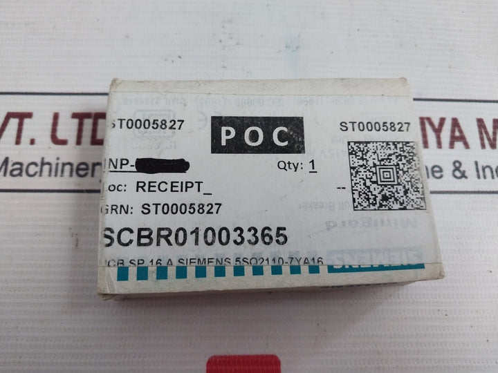 Siemens 5Sq21 Miniature Circuit Breaker 1 Pole 50Hz 240/415V
