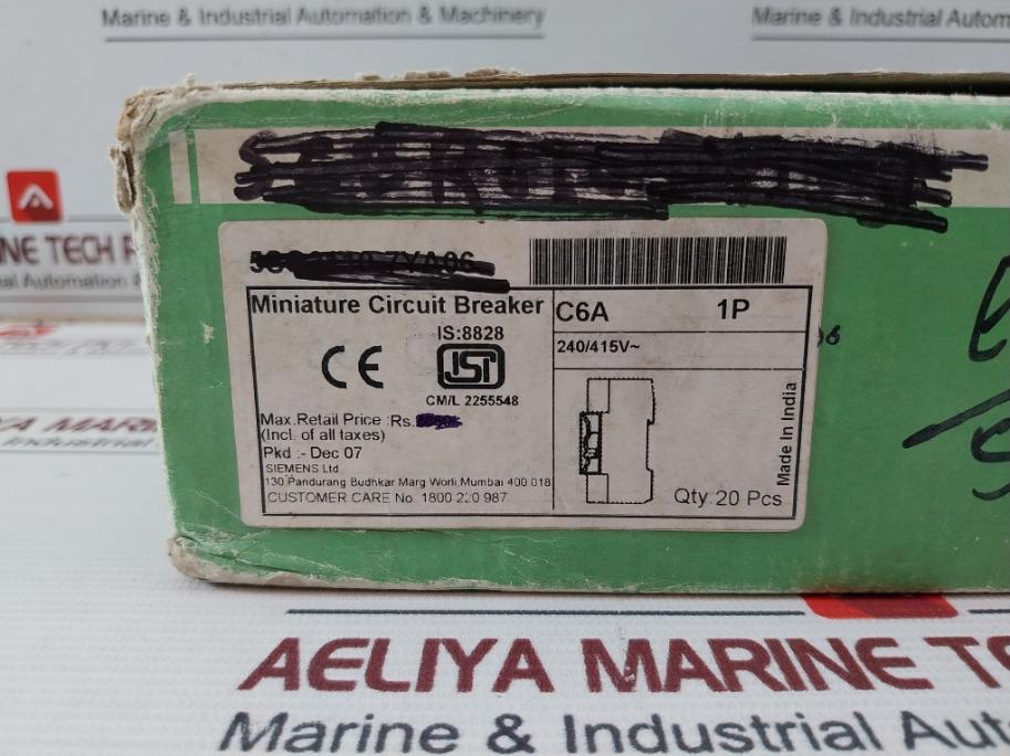 Siemens 5Sq21 Minigard Miniature Circuit Breaker 1 Pole 240/415V 50Hz