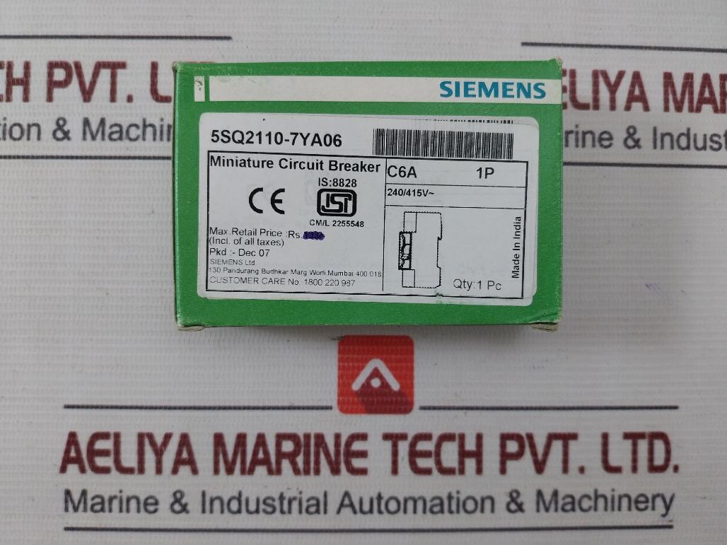 Siemens 5Sq21 Minigard Miniature Circuit Breaker 1 Pole 240/415V 50Hz