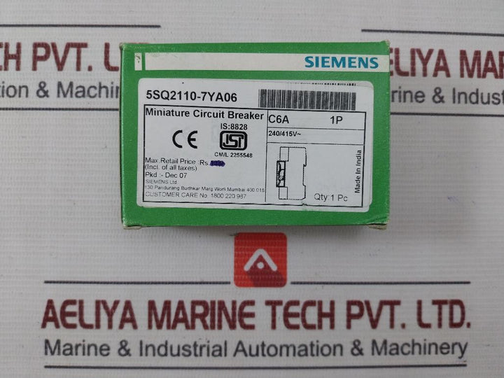 Siemens 5Sq21 Minigard Miniature Circuit Breaker 1 Pole 240/415V 50Hz