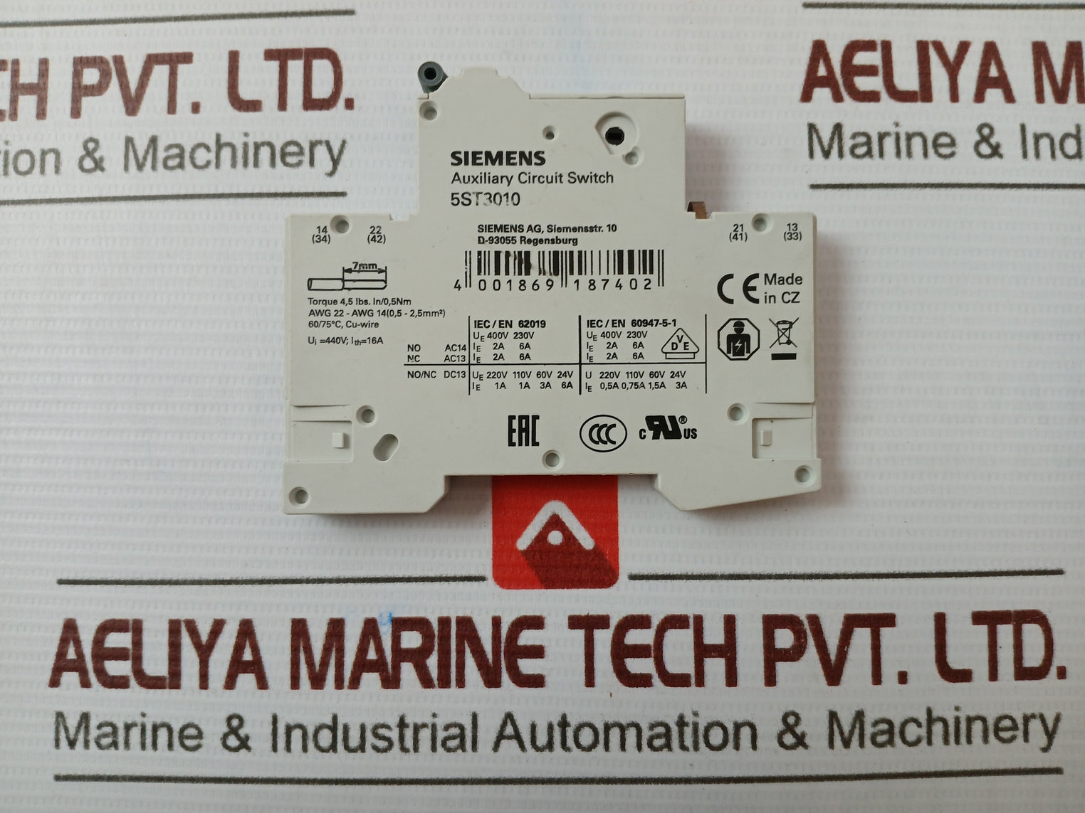 SIEMENS 5ST3010 Auxiliary Circuit Switch 440V 16A 125200E71 60/75C