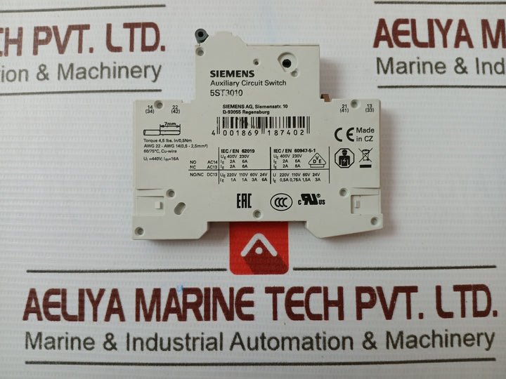 SIEMENS 5ST3010 Auxiliary Circuit Switch 440V 16A 125200E71 60/75C