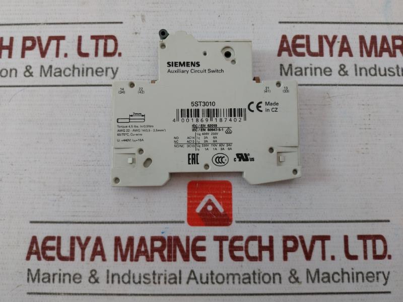 Siemens 5St3010 Auxiliary Circuit Switch Iec/En 60947-5-1 4 001869 187402