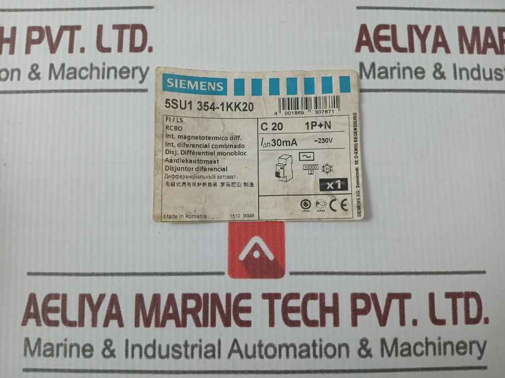 Siemens 5Su1354-1Kk20 Rcbo Circuit Breaker 230V