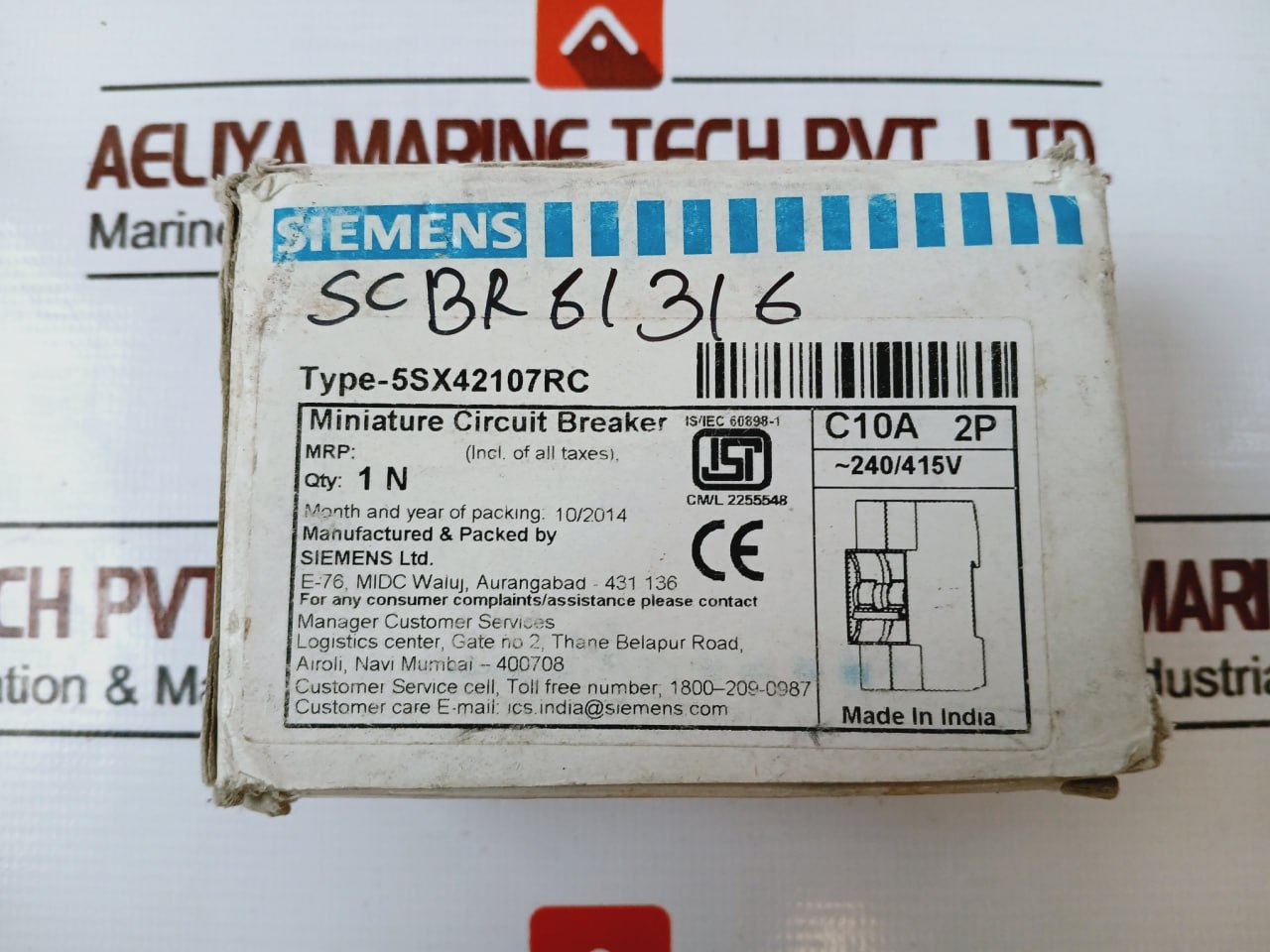 Siemens 5Sx42107Rc Miniature Circuit Breaker 240/415V C10 2-pole