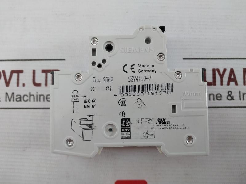 Siemens 5Sy4110-7 Auxiliary Circuit Breaker C10102J114208 230/400V