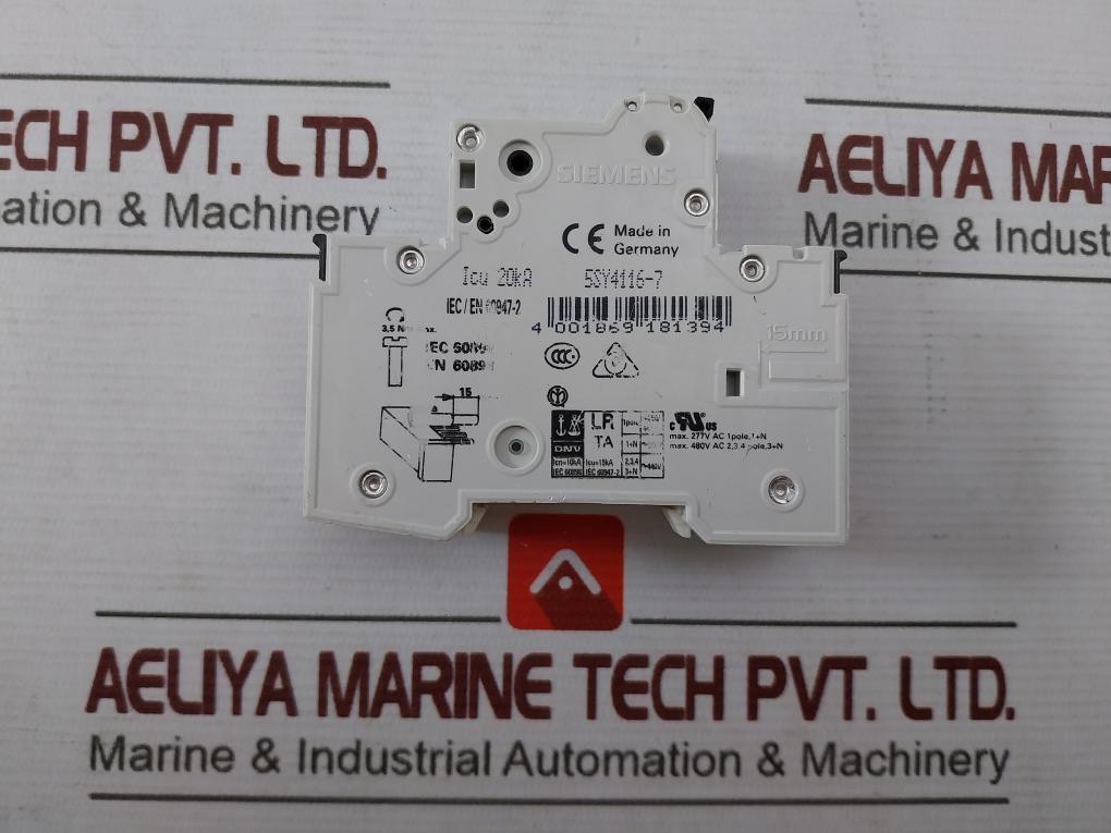 Siemens 5Sy4116-7 Mcb C16 Circuit Breaker 1-pole 230/400V 10Ka