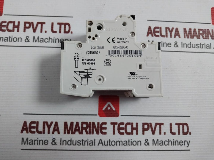 Siemens 5Sy4206-5 Miniature Circuit Breaker 6A 35Ka 400Vac