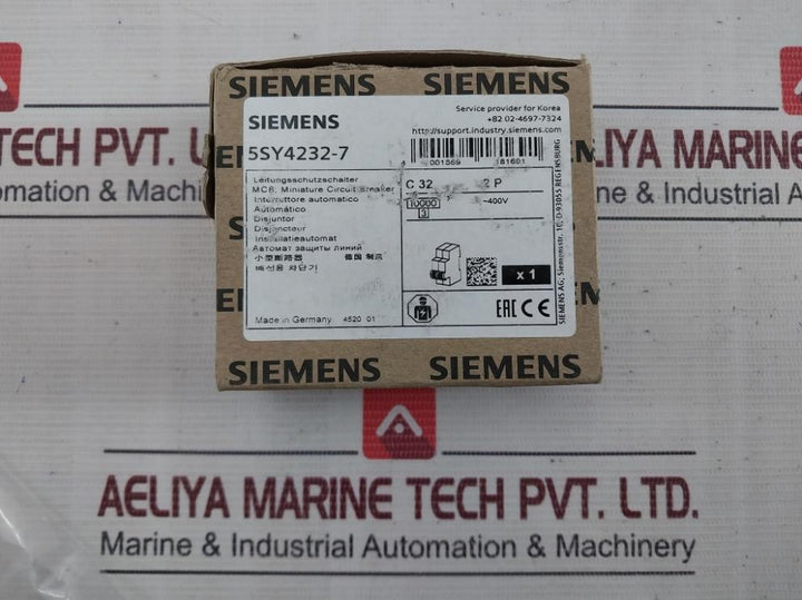 Siemens 5Sy4232-7 Mcb-miniature Circuit Breaker Iec/En 60947-2,Iec/En 60898-1