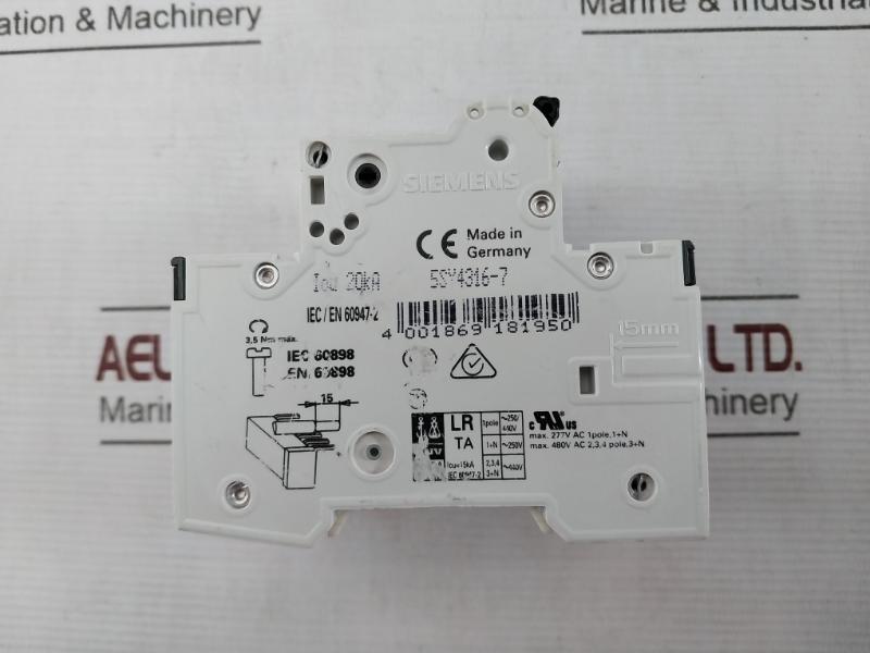 Siemens 5Sy4316-7 Auxiliary Circuit Breaker C16302J114208 Iec/En 60898 5St3010