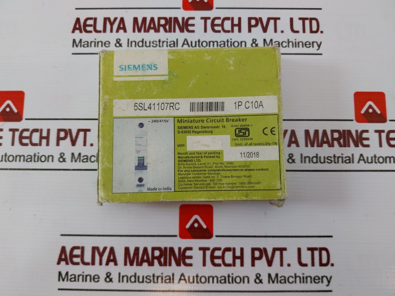 Siemens 5Sl41107Rc Miniature Circuit Breaker C10 240/415V 1-pole