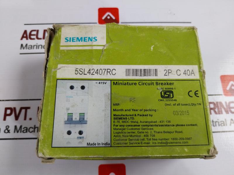 Siemens 5sl42407rc 5sl 2 Pole Miniature Circuit Breaker Cm/l-2255548 10000/3