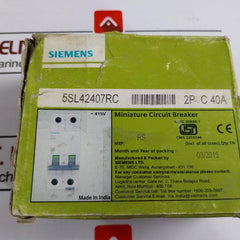 Siemens 5sl42407rc 5sl 2 Pole Miniature Circuit Breaker Cm/l-2255548 10000/3