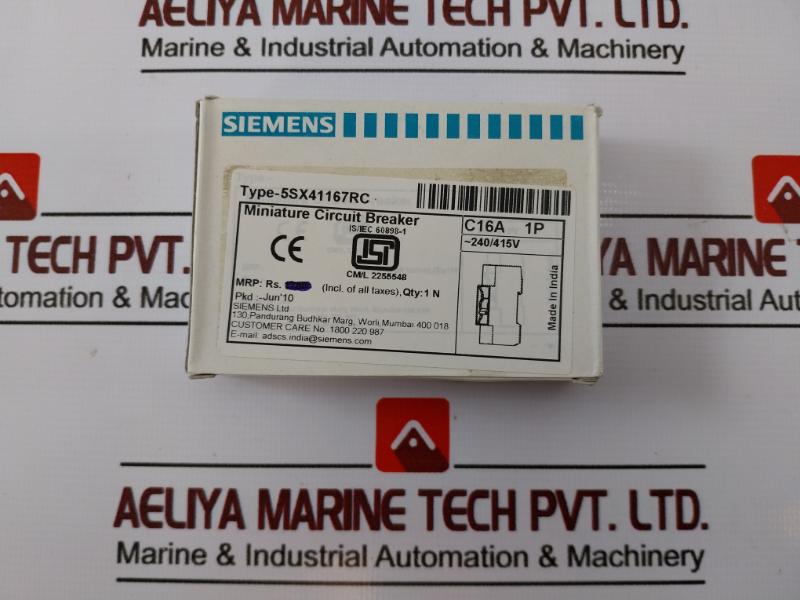 Siemens 5sx41 Miniature Circuit Breaker Is/iec 60898-1 240/415v Iec-60947-2