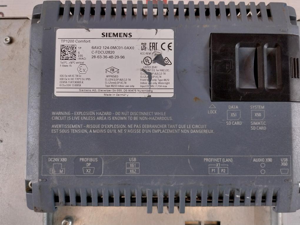Siemens 6AV2 124-0MC01-0AX0 Touch Panel TP1200 Comfort