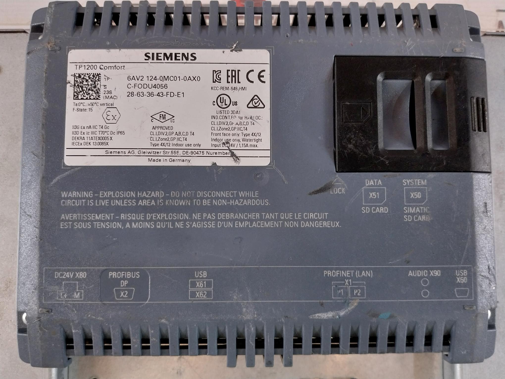 Siemens 6Av2 124-0Mc01-0Ax0 Touch Panel