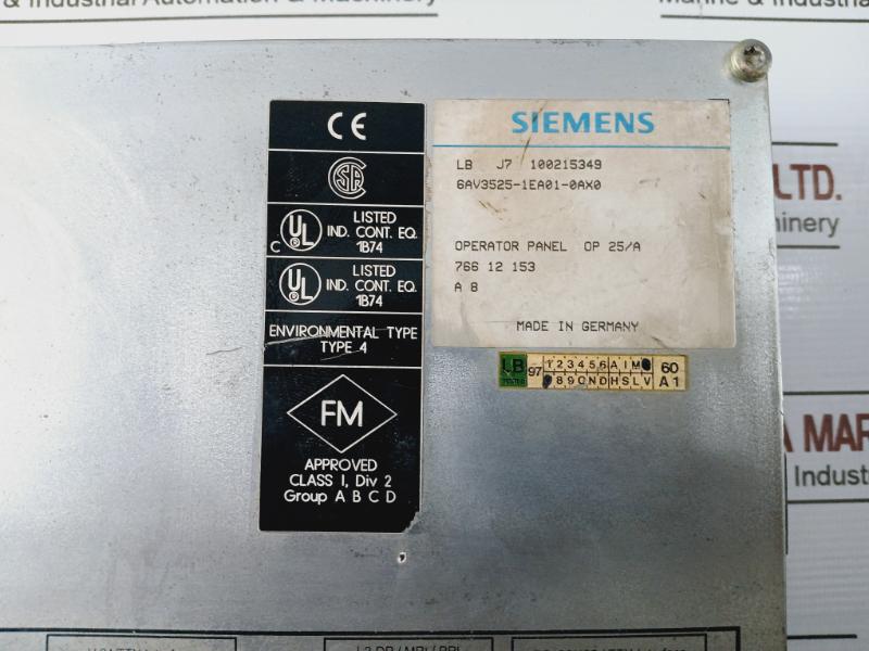 Siemens 6Av3525-1Ea01-0Ax0 Operator Panel Op25 With Lc Display