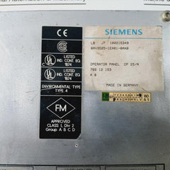 Siemens 6Av3525-1Ea01-0Ax0 Operator Panel Op25 With Lc Display