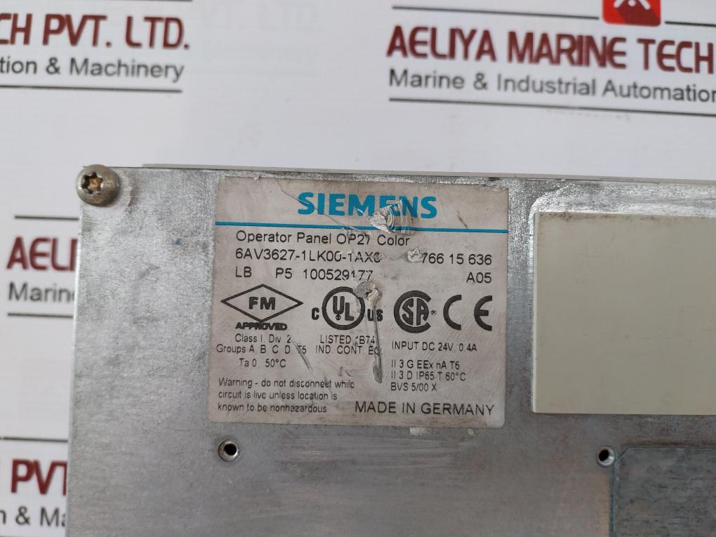 Siemens 6Av3627-1Lk00-1Ax0 Operator Panel Op27 Stn Color Lc Display