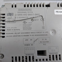 Siemens 6Av6 642-0Aa11-0Ax1 Simatic Touch Panel Tp177A Dc24V/0.35A