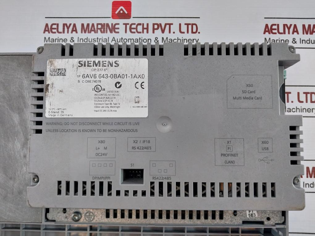 Siemens 6Av6 643-0Ba01-1Ax0 Operator Interface Panel Dc 24V/0,7A Max