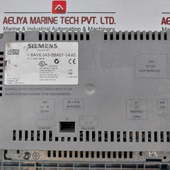 Siemens 6Av6 643-0Ba01-1Ax0 Operator Interface Panel Dc 24V/0,7A Max