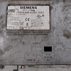 Siemens 6AV6 643-0CD01-1AX1 Touch Panel Mp277 10” Touch