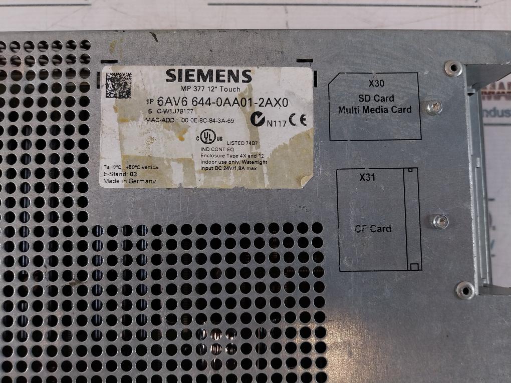Siemens 6Av6 644-0Aa01-2Ax0 Touch Multi Panel