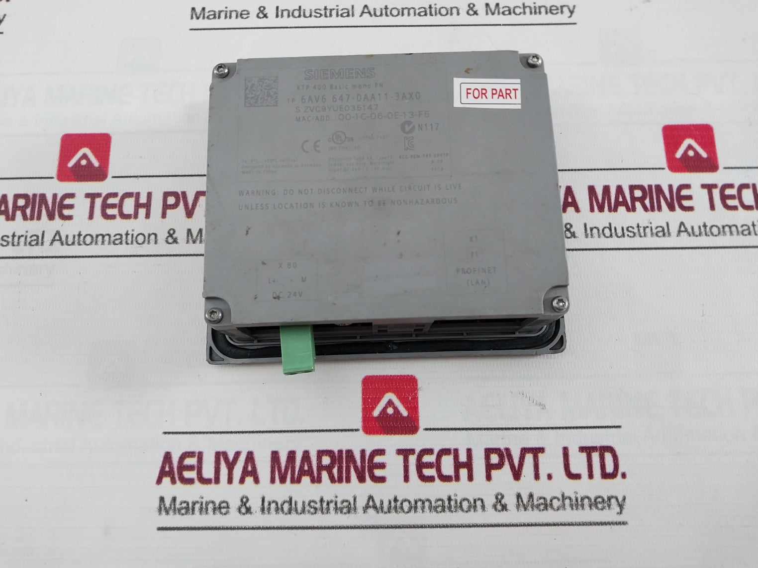 Siemens 6Av6 647-0Aa11-3Ax0 Touch Screen Panel Dc 24V/0.15A Max (Not Working)