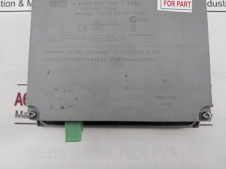 Siemens 6Av6 647-0Aa11-3Ax0 Touch Screen Panel Dc 24V/0.15A Max