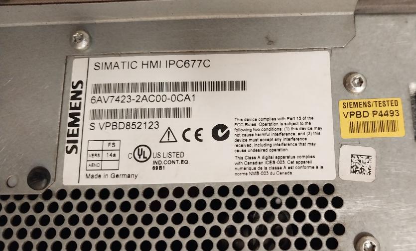 Siemens 6Av7423-2Ac00-0Ca1 Hmi Panel 100-240V-/50-60Hz Max 2,3A