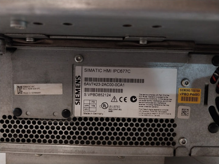 Siemens 6Av7423-2Ac00-0Ca1 Simatic Hmi Ipc6 Panel Pc Rev K7 150W