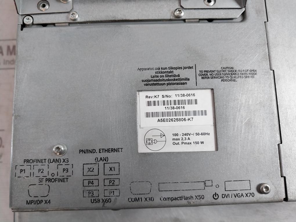 Siemens 6Av7423-2Ac00-0Ca1 Simatic Panel Pc Rev K7 Pmax 150W Max 2,3 A