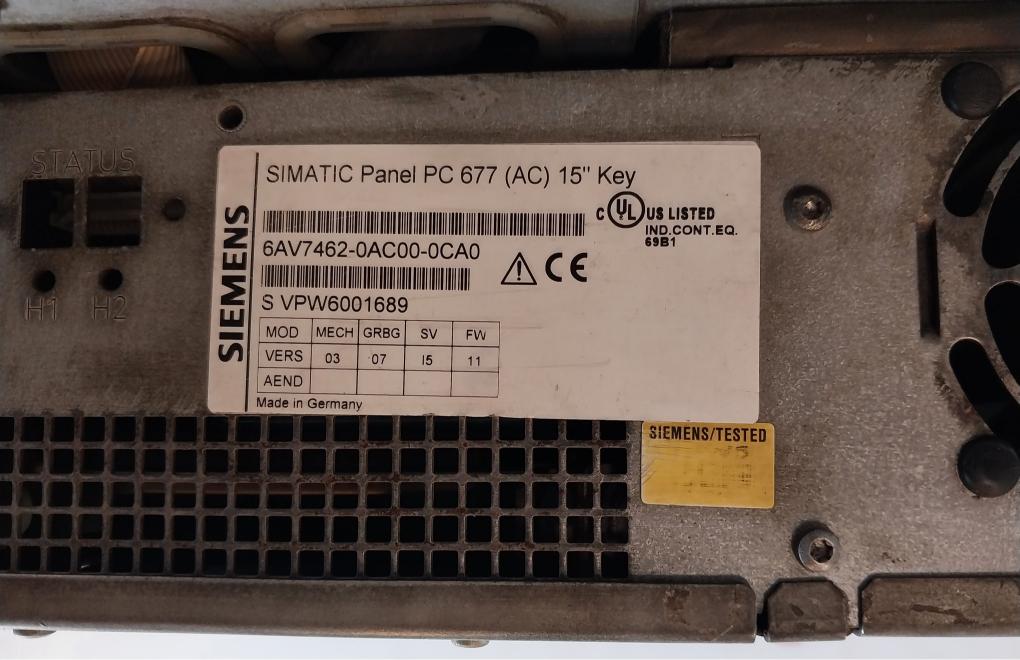 Siemens 6Av7462-0Ac00-0Ca0 Hmi Display Panel 100-240V-/50-60Hz