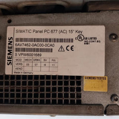 Siemens 6Av7462-0Ac00-0Ca0 Hmi Display Panel 100-240V-/50-60Hz