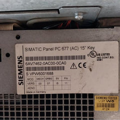 Siemens 6Av7462-0Ac00-0Ca0 Simatic Hmi Panel Rev I5 100-240V 150W