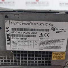 Siemens 6Av7462-0Ac00-0Ca0 Simatic Panel Pc 677 (Ac) 15"Key Rev: I5/15 100-240V